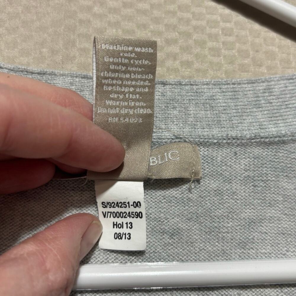 Banana Republic Grey Zig Zag Button Front Cardigan Sweater M Metallic Academia - Picture 5 of 8